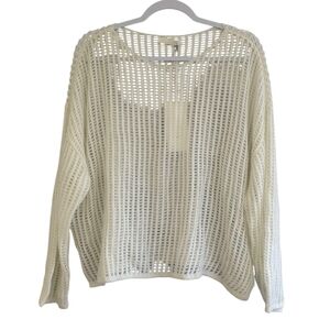 Infftru Cream Open Knit Alpaca Wool Blend Sweater